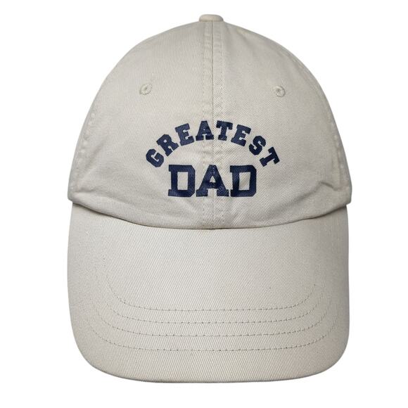 Greatest Dad Strapback Baseball Cap Beige XL Adjustable 6 Panel Old Navy - Picture 1 of 11